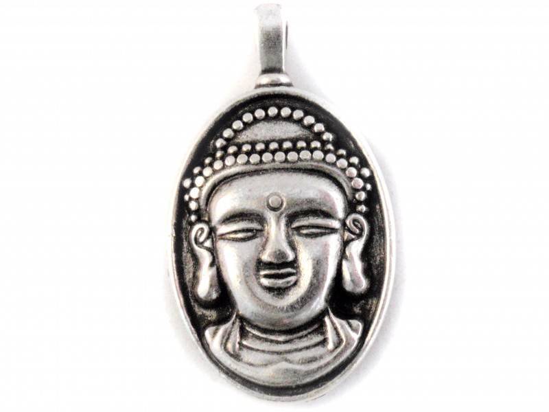 Bedel buddha metaal zilver DQ 15x29mm-Kraaltjes van Renate