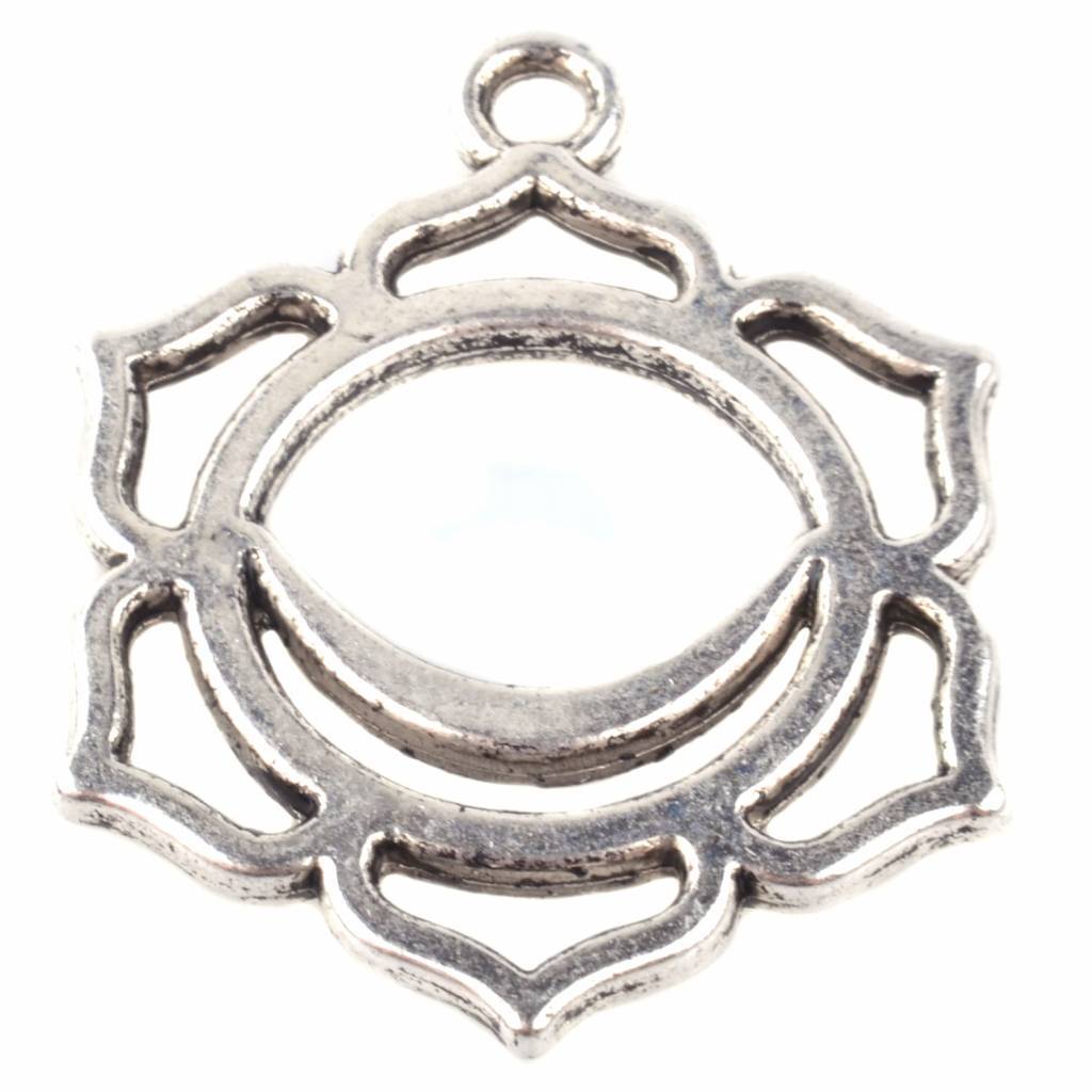 Bedel buik chakra 'swadhistana' Zilver 30x23mm-Kraaltjes van Renate
