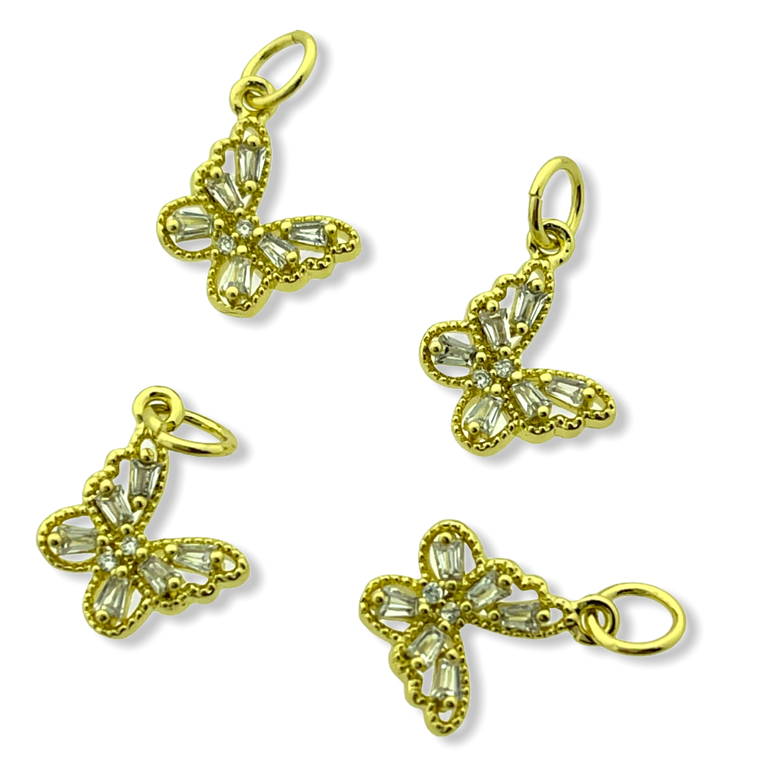 Bedel butterfly Zirconia Gold plated 10x11mm-Kraaltjes van Renate