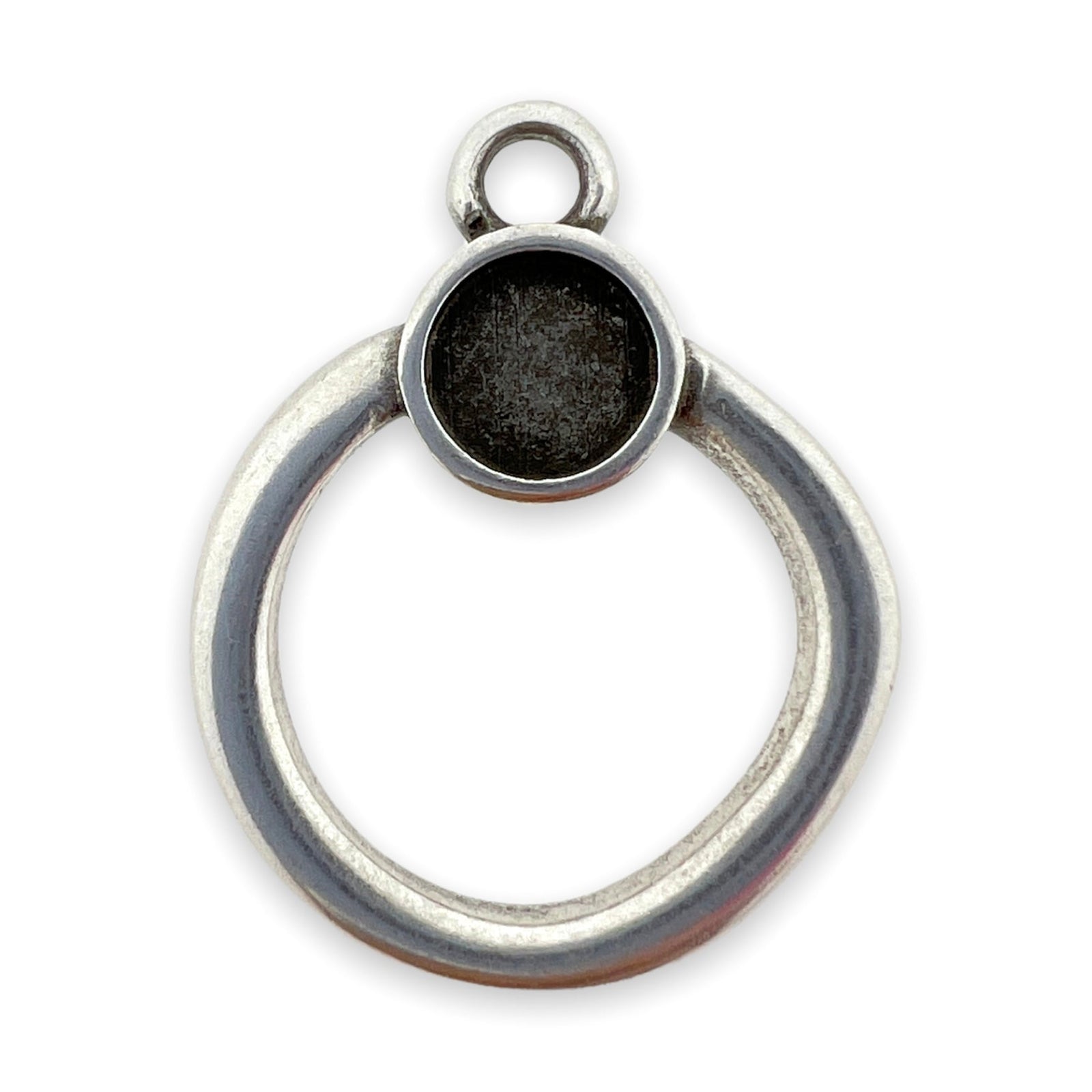 Bedel cirkel groot Zilver DQ 19x24mm-bedels-Kraaltjes van Renate