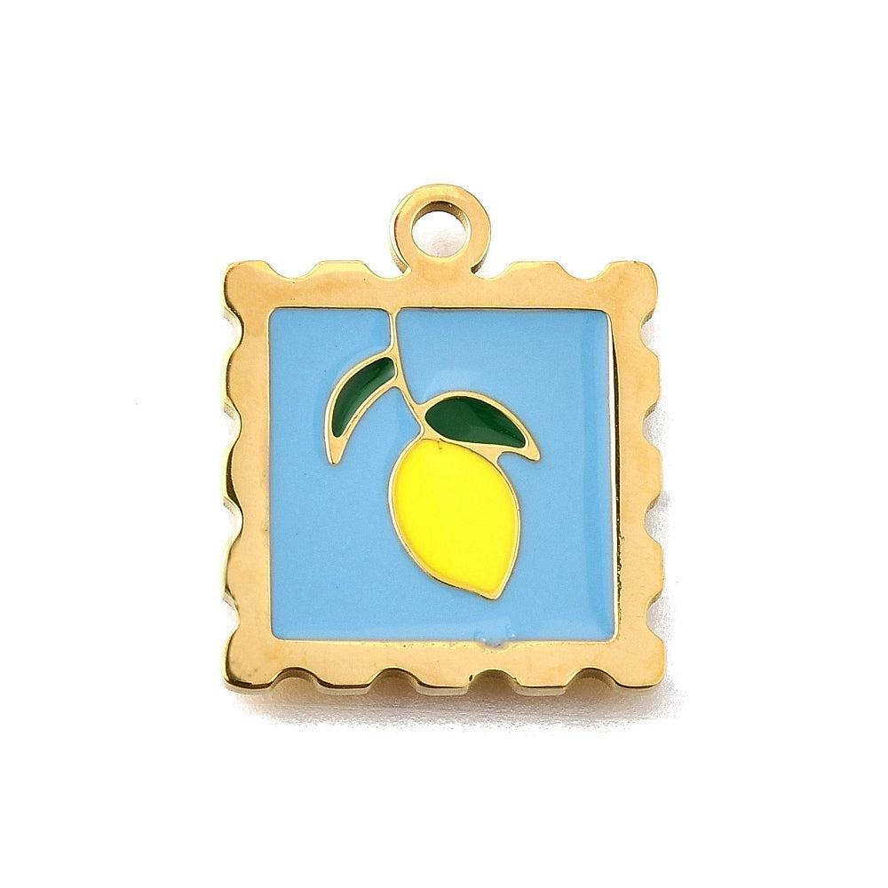 Bedel citroen RVS 18K Goud 20mm - per stuk-bedels-Kraaltjes van Renate