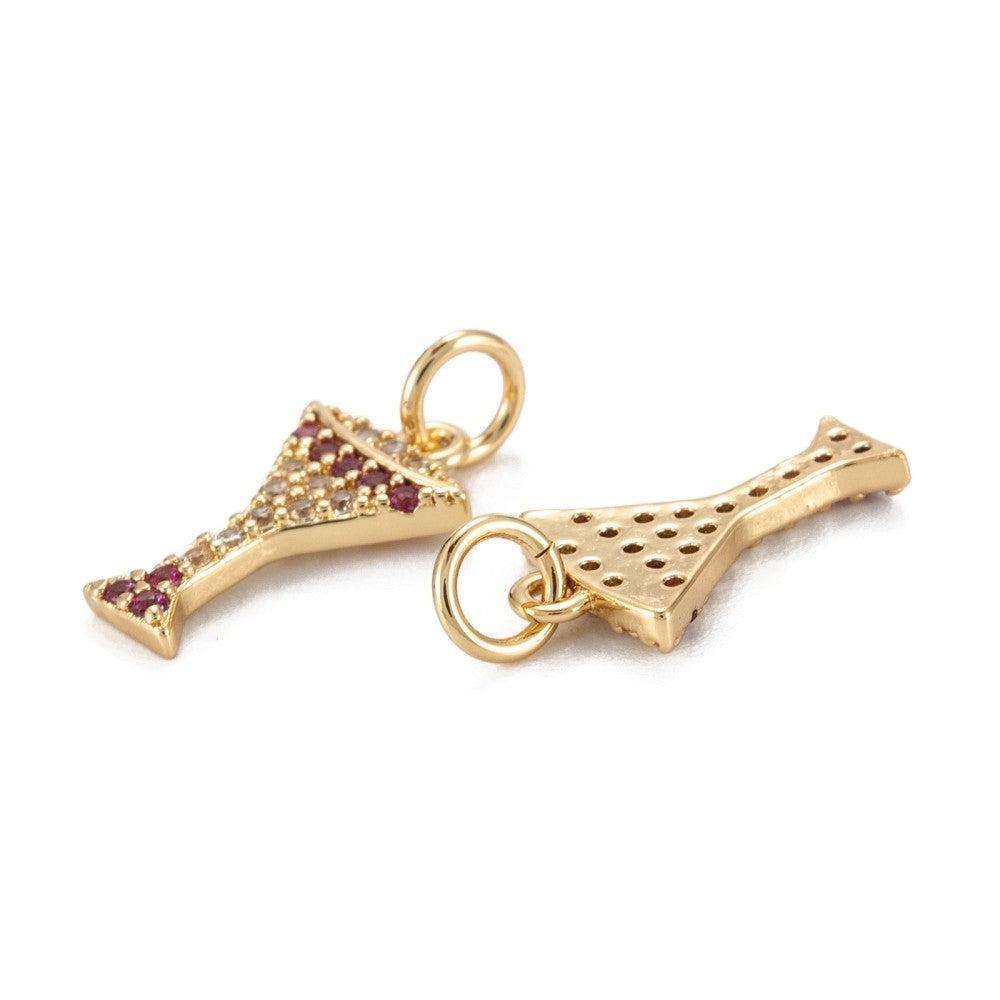 Bedel cocktail zirconia roze 18K Gold plated 12mm - per stuk-bedels-Kraaltjes van Renate