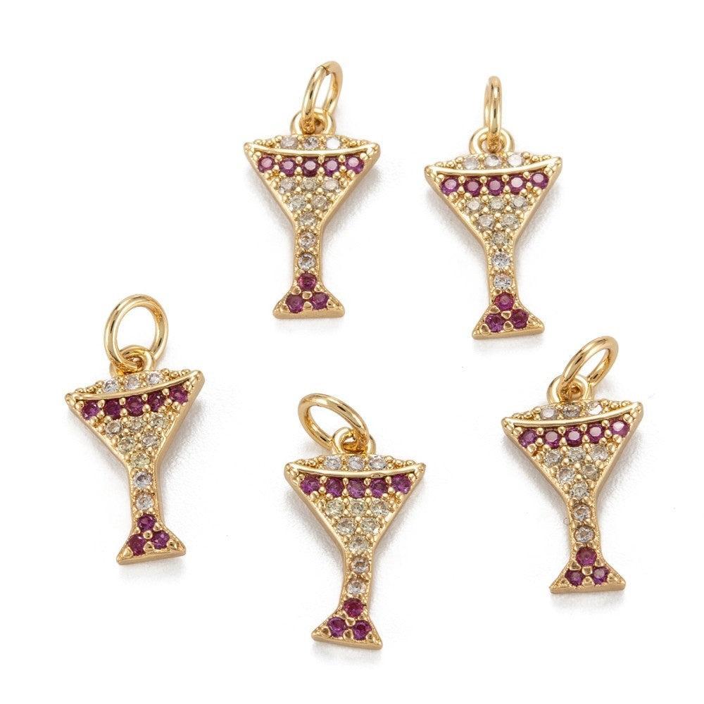 Bedel cocktail zirconia roze 18K Gold plated 12mm - per stuk-bedels-Kraaltjes van Renate