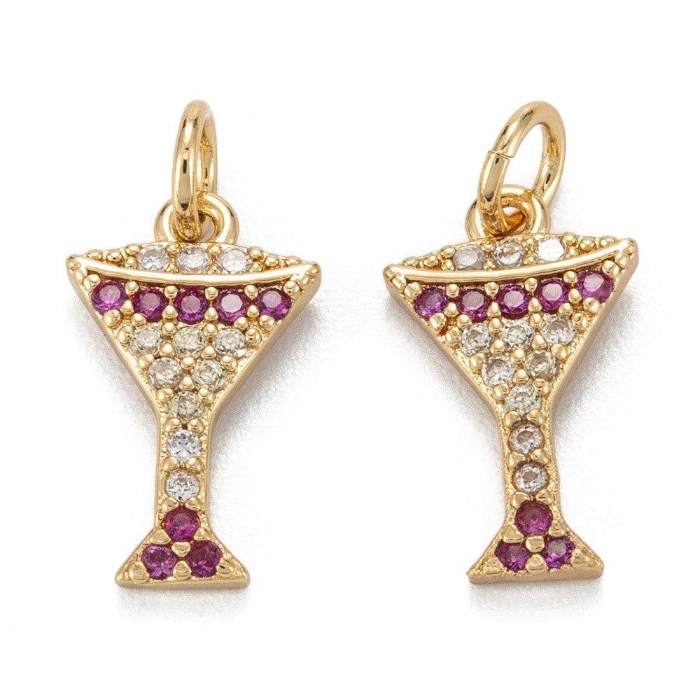 Bedel cocktail zirconia roze 18K Gold plated 12mm - per stuk-bedels-Kraaltjes van Renate