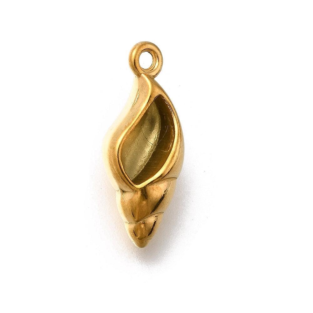 Bedel conch RVS 18K Goud 22,5mm - per stuk-bedels-Kraaltjes van Renate