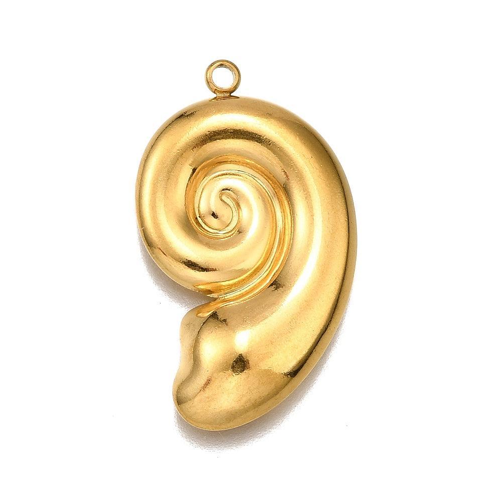 Bedel conch RVS 18K Goud 30mm - per stuk-bedels-Kraaltjes van Renate