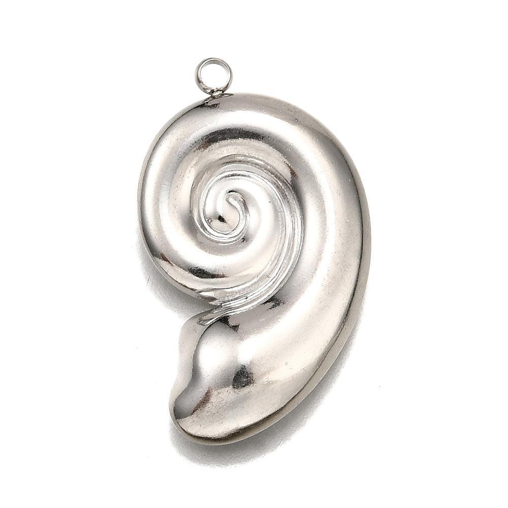 Bedel conch RVS Zilver 30mm- per stuk-bedels-Kraaltjes van Renate