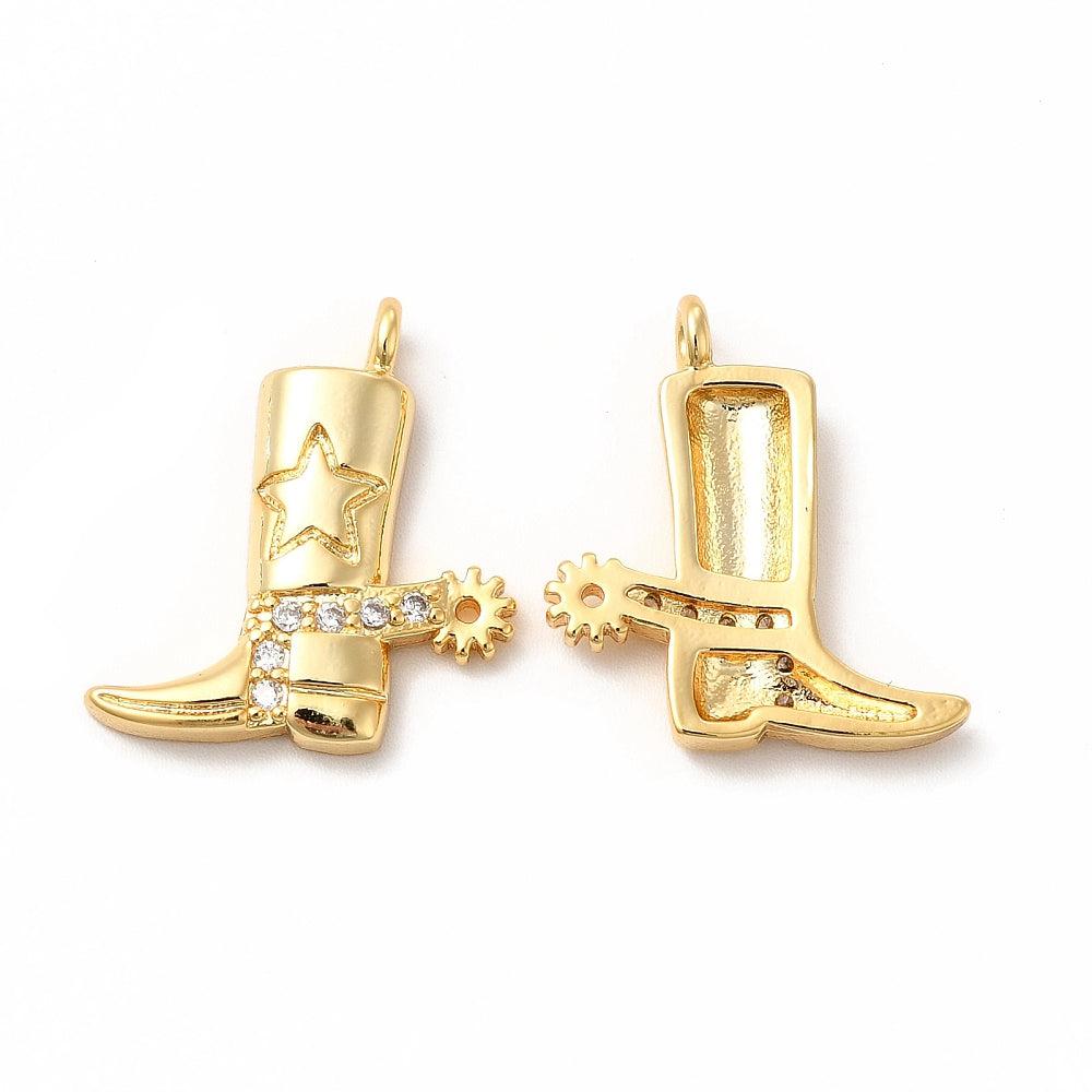 Bedel cowboy zirconia 18K RVS goud 21x19mm-bedels-Kraaltjes van Renate