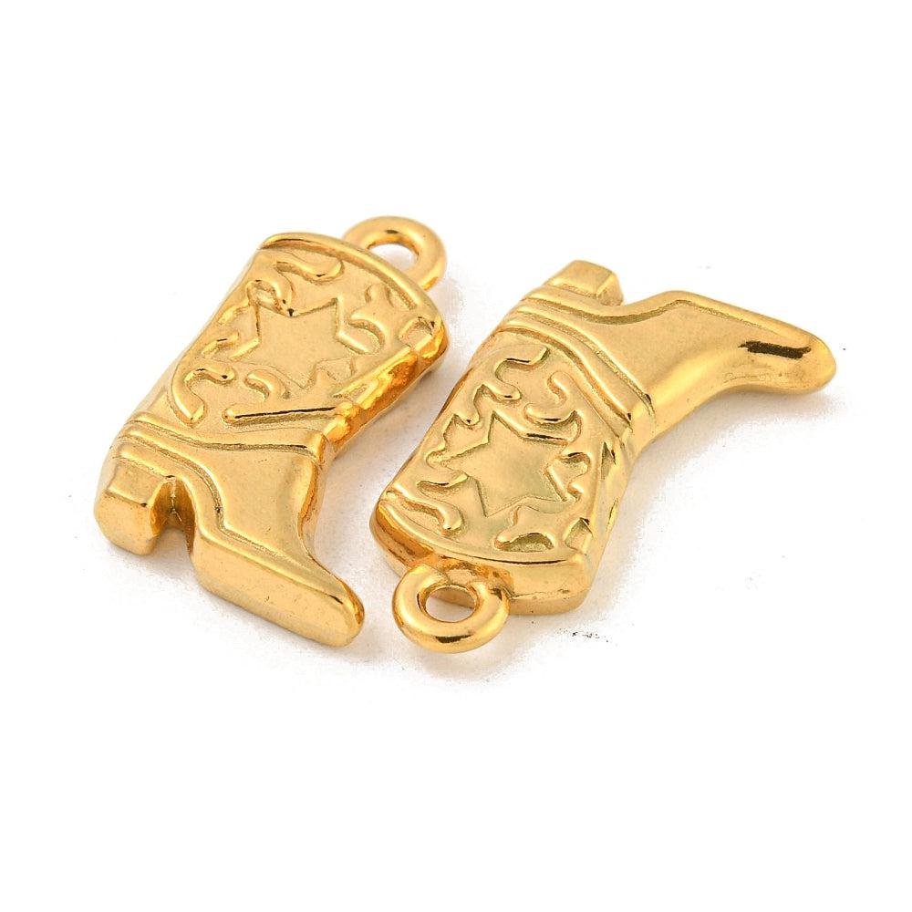 Bedel cowboylaars 18K RVS goud 20x13mm-bedels-Kraaltjes van Renate