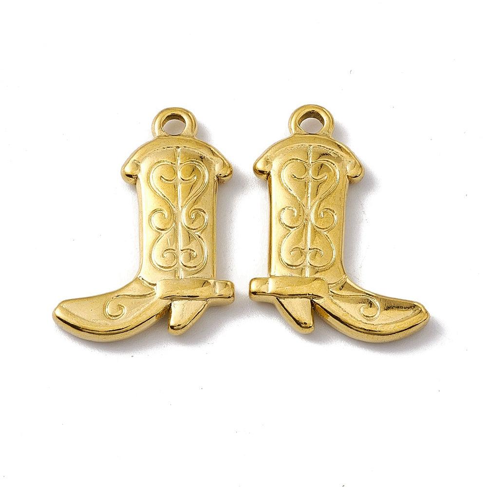 Bedel cowboylaars goud RVS 26x20mm-bedels-Kraaltjes van Renate