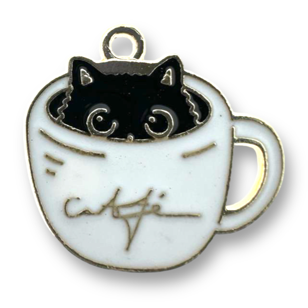 Bedel cup with cat goud 18.5x20x1mm-bedels-Kraaltjes van Renate