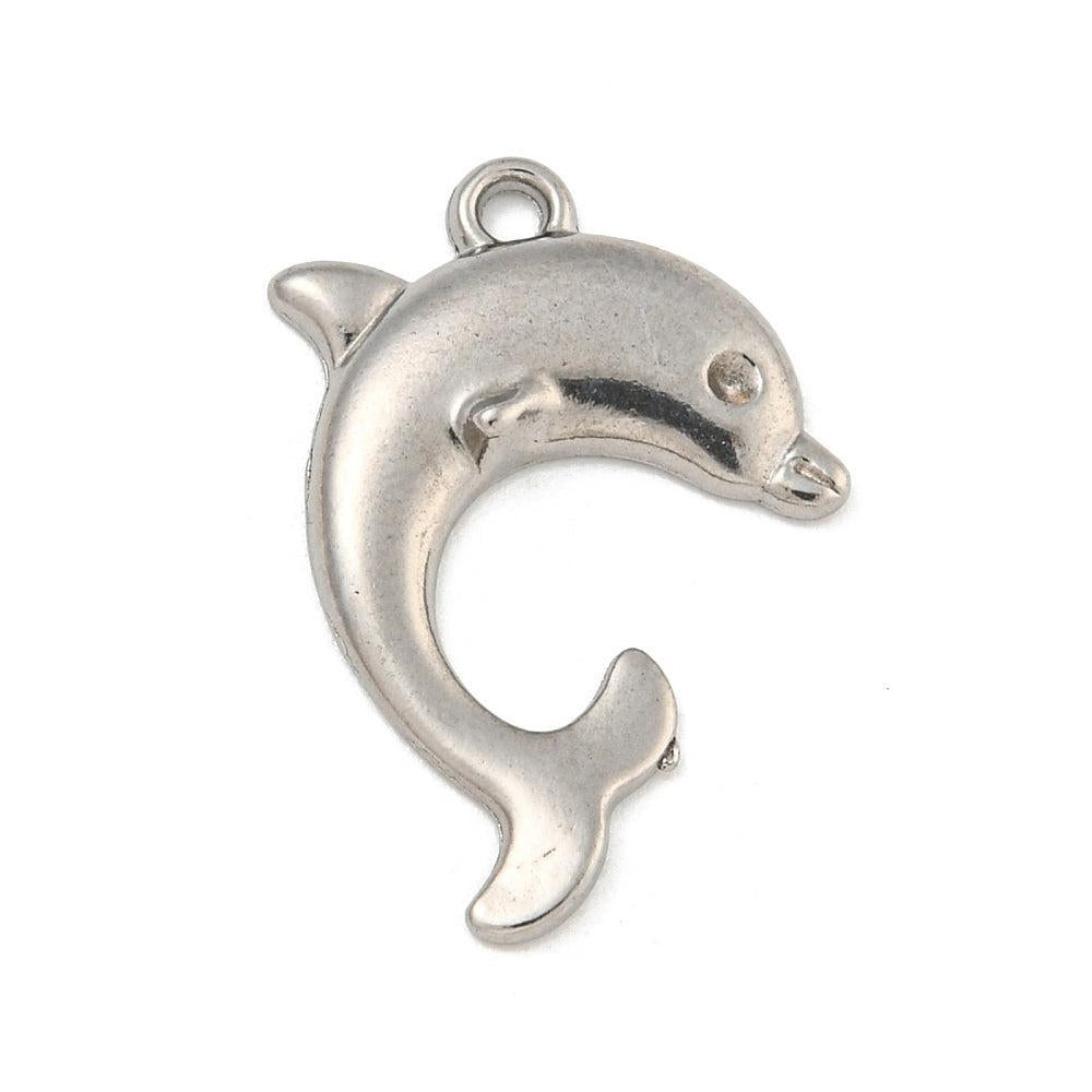 Bedel dolfijn RVS Zilver 20,5mm- per stuk-bedels-Kraaltjes van Renate