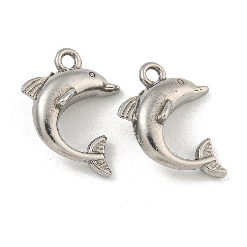 Bedel dolfijn RVS Zilver 20mm- per stuk-bedels-Kraaltjes van Renate