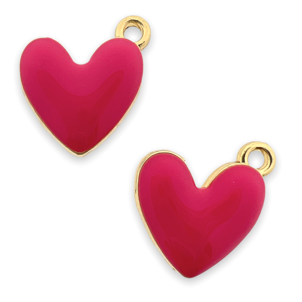 Bedel donker roze hartje 16x15x3mm-bedels-Kraaltjes van Renate