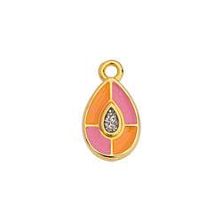 Bedel druppel oranje/roze 24K goud 16mm-bedels-Kraaltjes van Renate