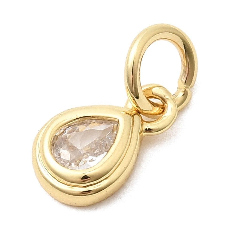 Bedel druppel zirconia 18K Gold plated 8mm - per stuk-bedels-Kraaltjes van Renate