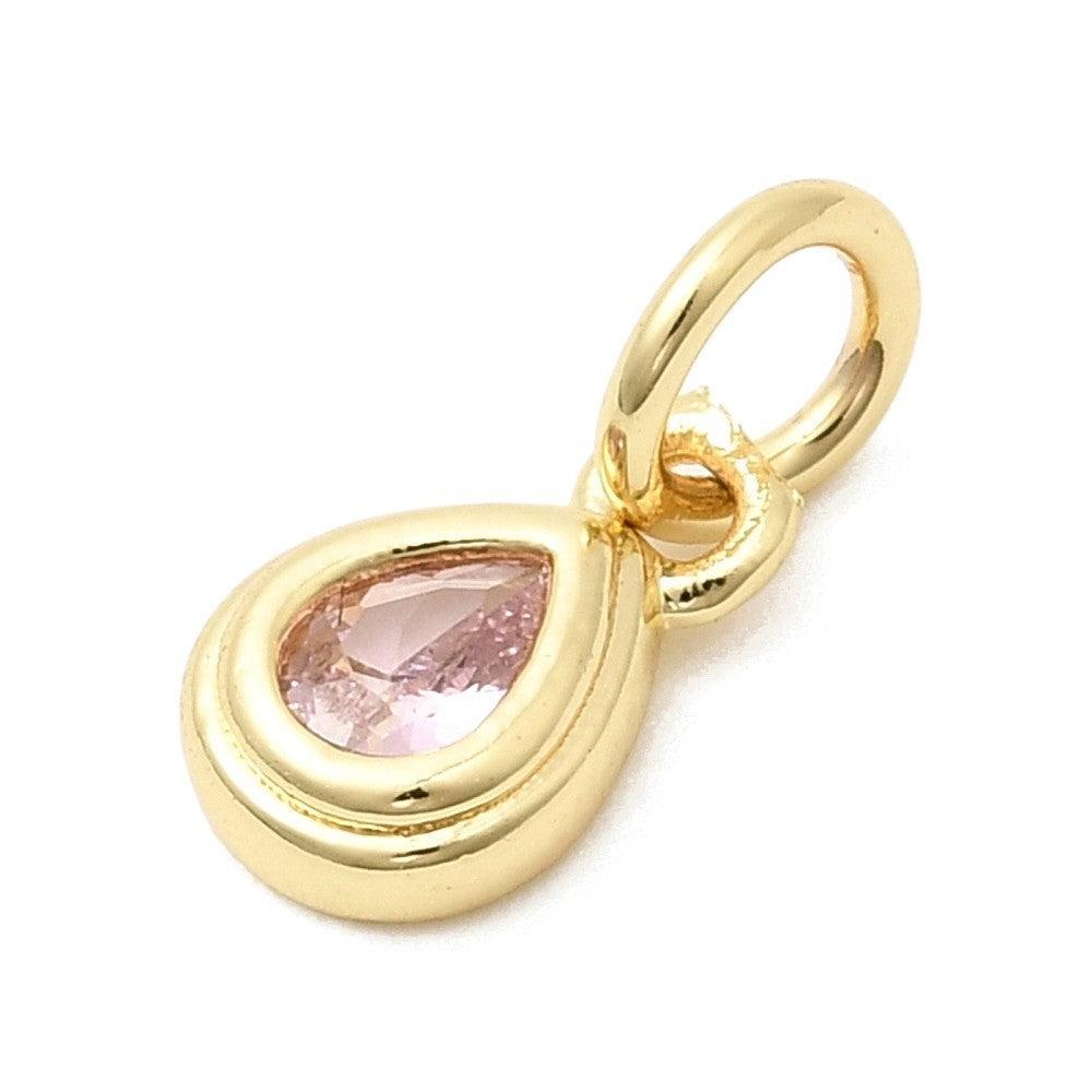 Bedel druppel zirconia 18K Gold plated 8mm - per stuk-bedels-Kraaltjes van Renate
