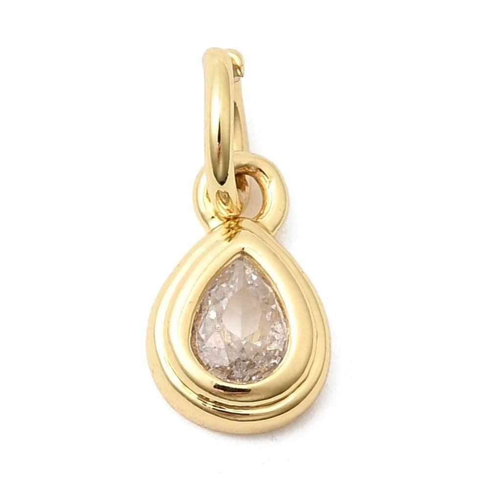 Bedel druppel zirconia 18K Gold plated 8mm - per stuk-bedels-Kraaltjes van Renate