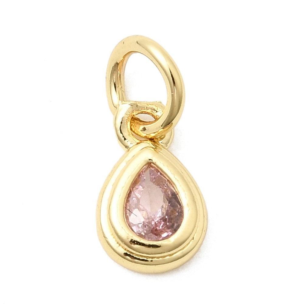 Bedel druppel zirconia 18K Gold plated 8mm - per stuk-bedels-Kraaltjes van Renate