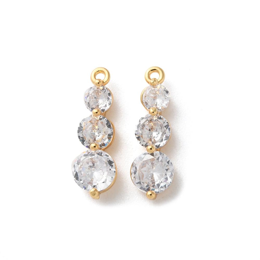 Bedel druppels met steen 18K RVS goud 20x7mm- per stuk-bedels-Kraaltjes van Renate