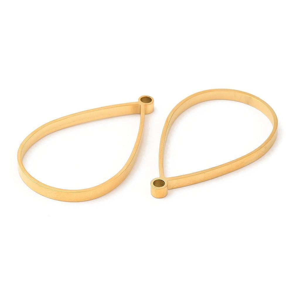 Bedel druppelvorm RVS 18K goud 40mm - per stuk-bedels-Kraaltjes van Renate