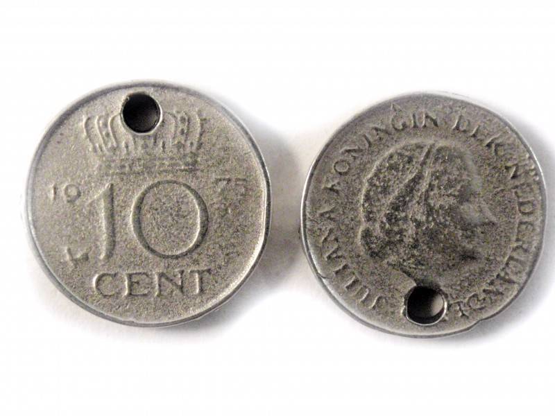 Bedel dubbeltje metaal zilver DQ 14mm-Kraaltjes van Renate