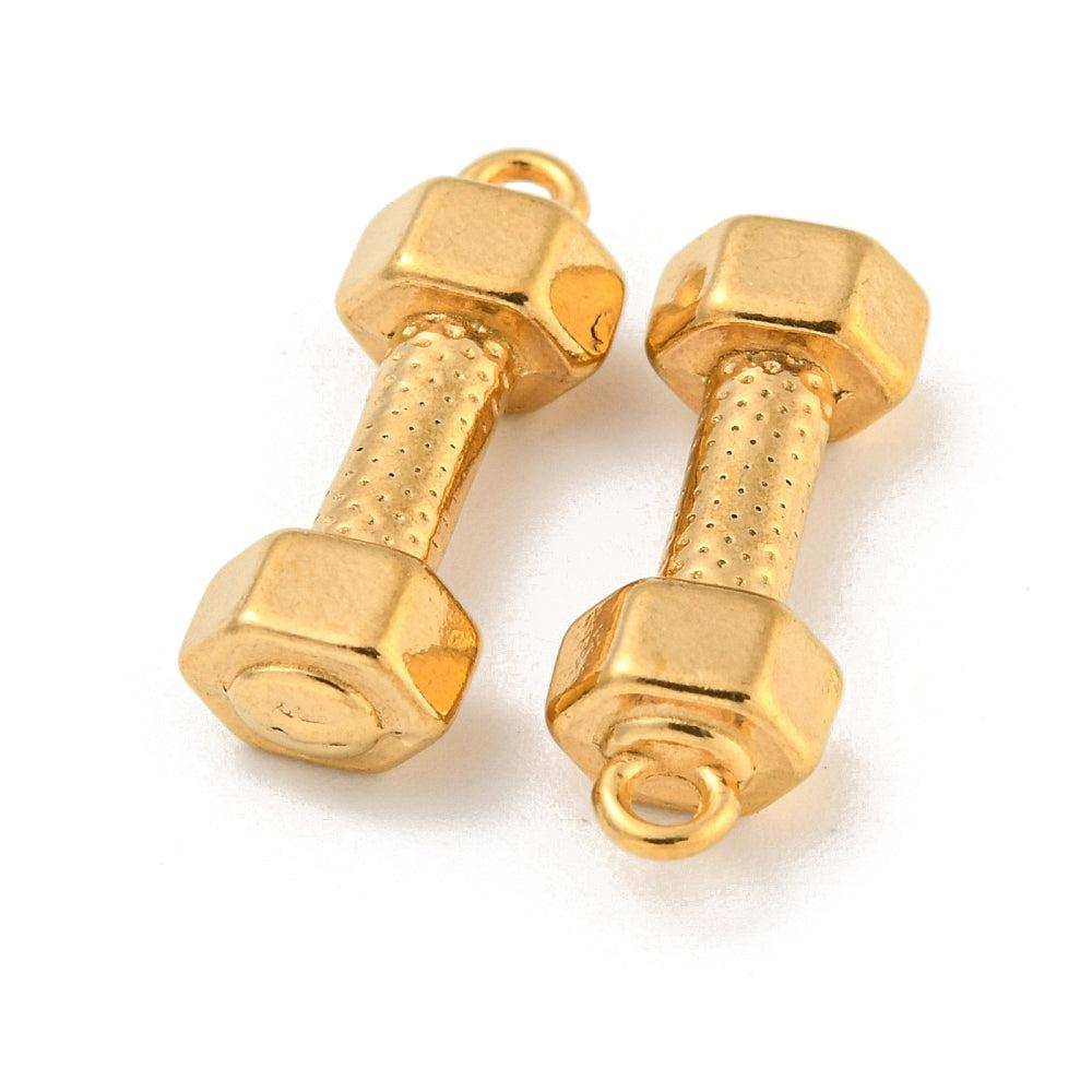 Bedel dumbbelll goud 18K RVS 22x8mm-bedels-Kraaltjes van Renate