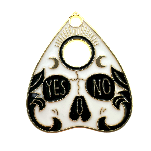 Bedel emaille Heart Yes/No zwart-wit goud 26x22mm-bedels-Kraaltjes van Renate