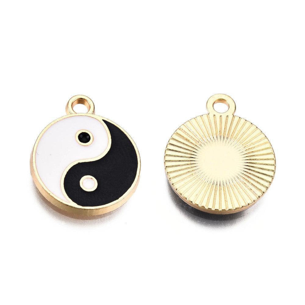 Bedel emaille groot yinyang zwart-wit groot 17x14mm-bedels-Kraaltjes van Renate