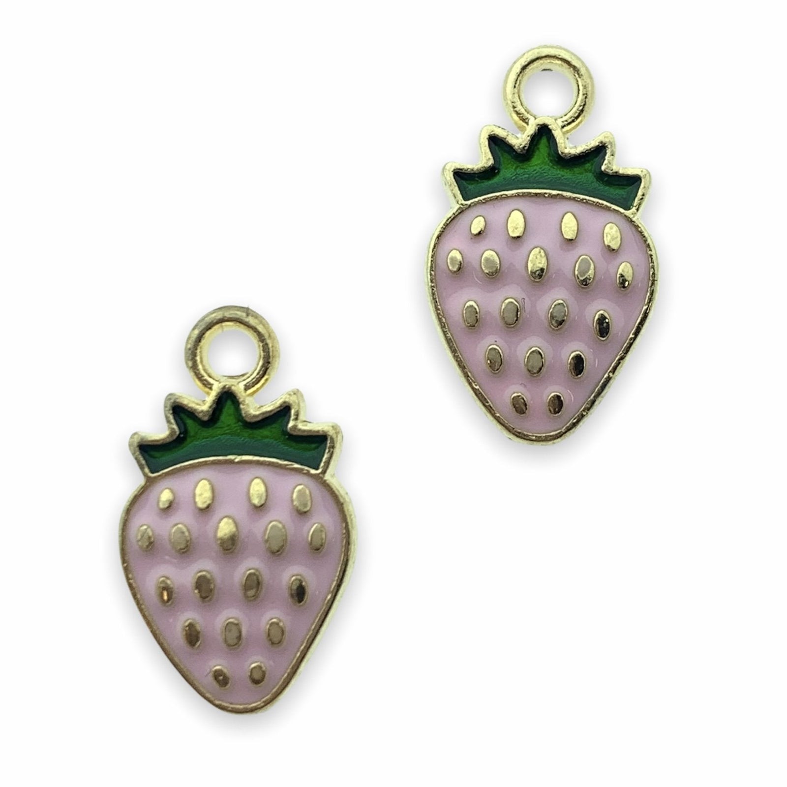 Bedel emaille aardbei roze-goud 17x10mm-Kraaltjes van Renate