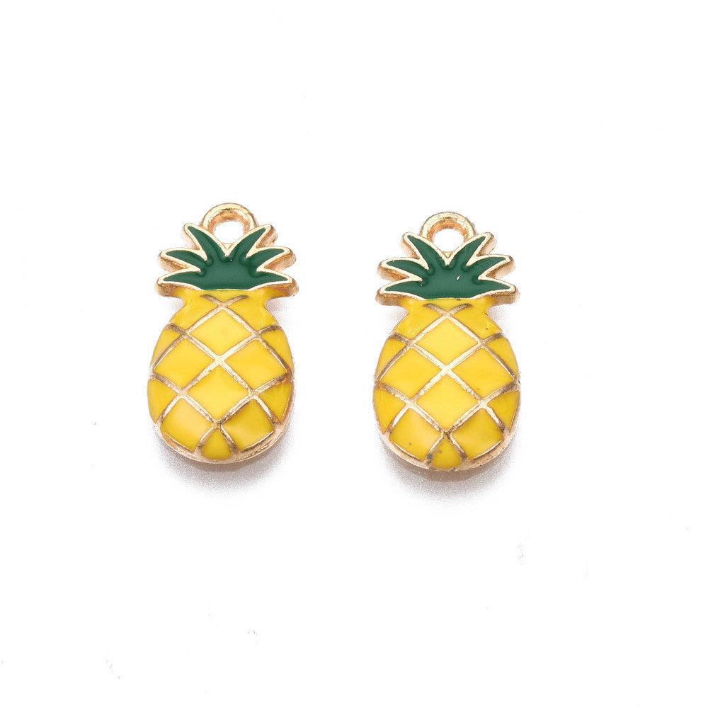 Bedel emaille ananas goud 16mm- per stuk-bedels-Kraaltjes van Renate