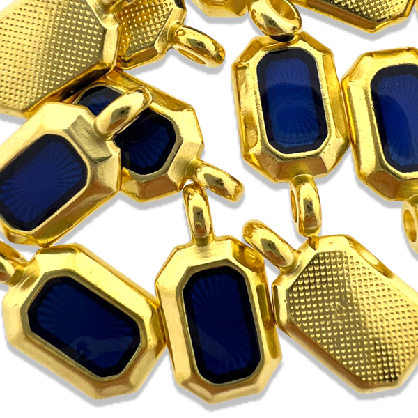 Bedel emaille blauw Goud 24K DQ 9,5x18mm-bedels-Kraaltjes van Renate