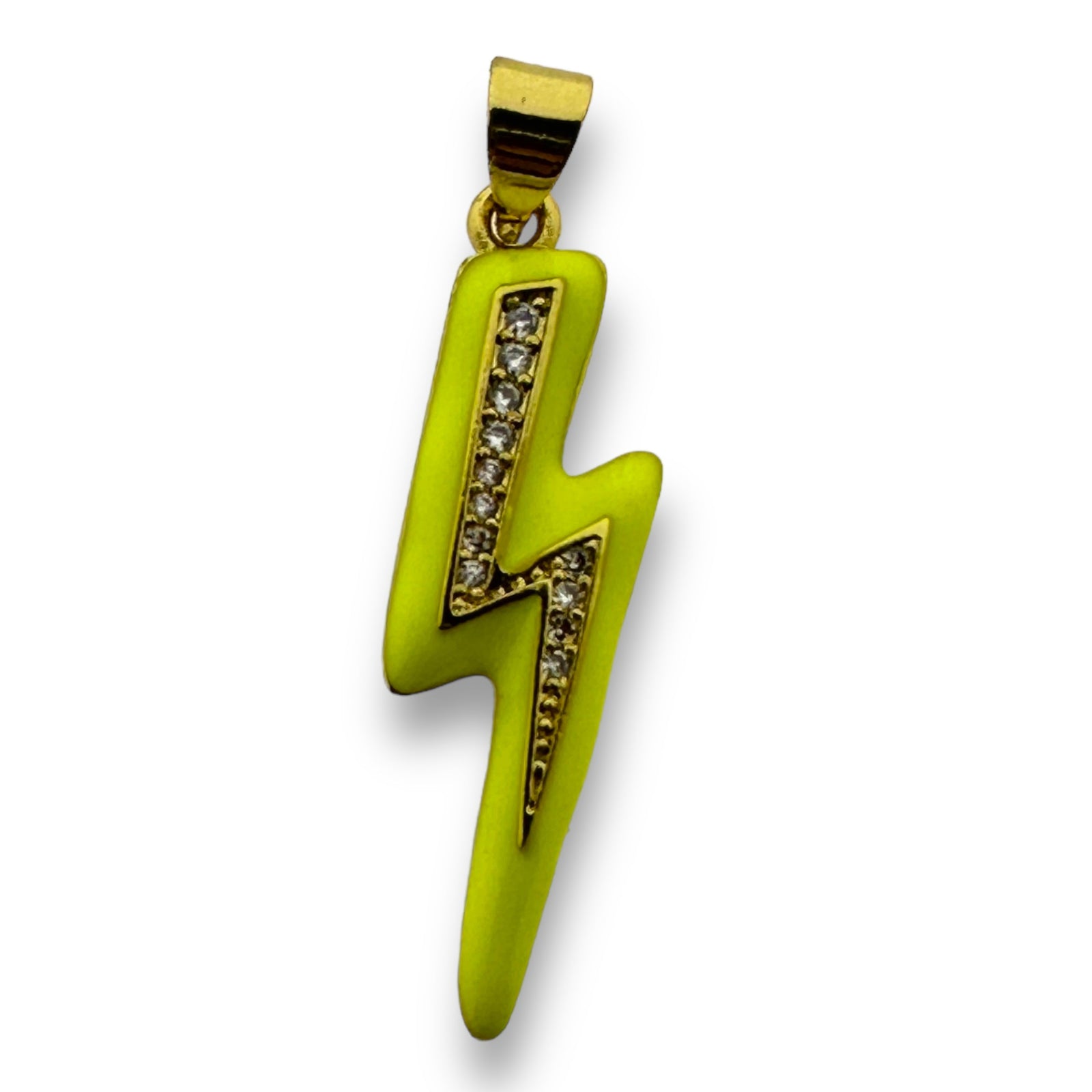 Bedel emaille bliksem 18K gold plated zirconia Fel geel 29mm-bedels-Kraaltjes van Renate