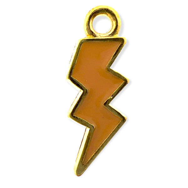 Bedel emaille bliksem beige goud 20x7mm-bedels-Kraaltjes van Renate