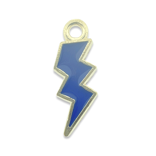 Bedel emaille bliksem blauw goud 20mm-bedels-Kraaltjes van Renate
