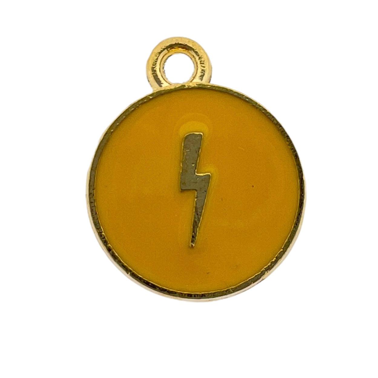 Bedel emaille bliksem geel goud 14x11.5x2mm-bedels-Kraaltjes van Renate