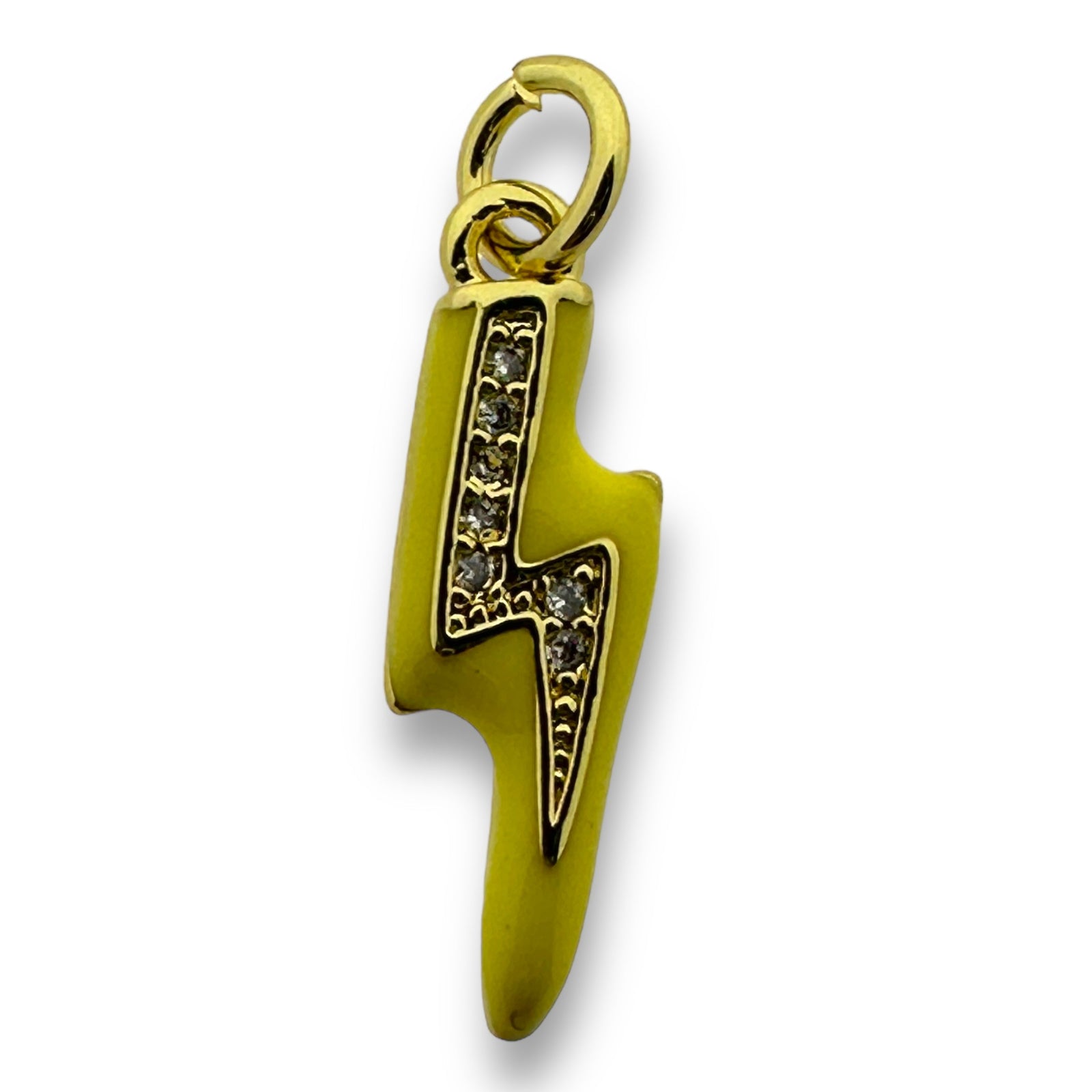 Bedel emaille bliksem klein 18K gold plated zirconia Geel 19mm-bedels-Kraaltjes van Renate