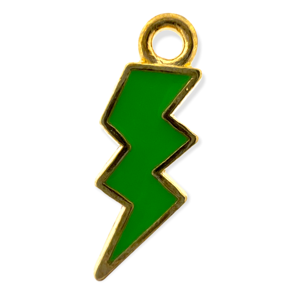 Bedel emaille bliksem lichtgroen goud 20x7mm-bedels-Kraaltjes van Renate