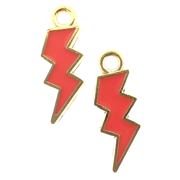 Bedel emaille bliksem Salmon goud 20x7mm-bedels-Kraaltjes van Renate
