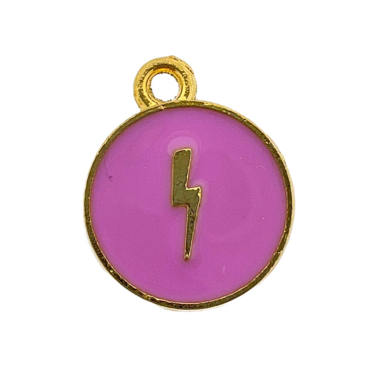 Bedel emaille bliksem paars goud 14x11.5x2mm-bedels-Kraaltjes van Renate