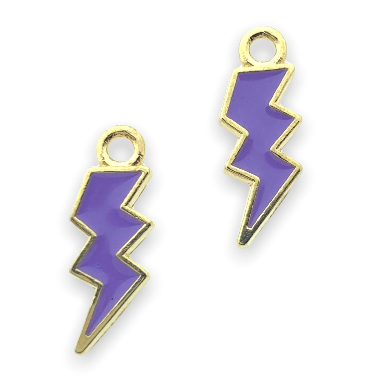 Bedel emaille bliksem paars goud 20x7mm-bedels-Kraaltjes van Renate