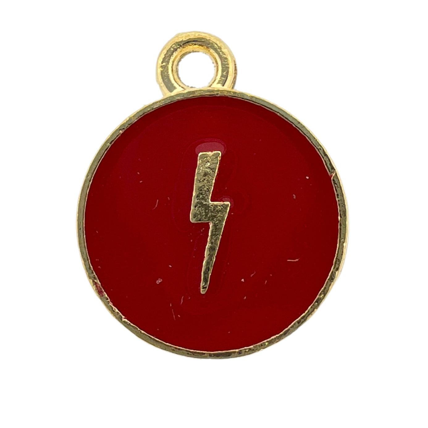 Bedel emaille bliksem rood goud 14x11.5x2mm-bedels-Kraaltjes van Renate