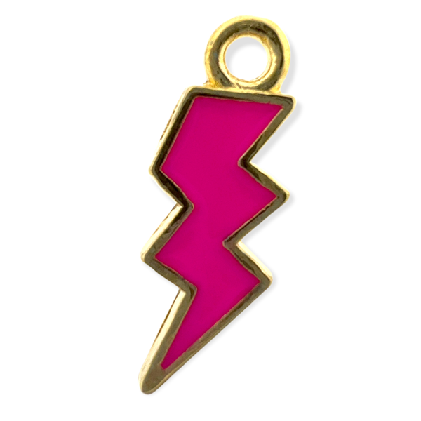 Bedel emaille bliksem roze goud 20x7mm-bedels-Kraaltjes van Renate