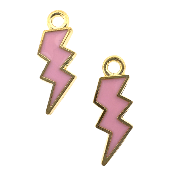 Bedel emaille bliksem licht roze goud 20x7mm-bedels-Kraaltjes van Renate