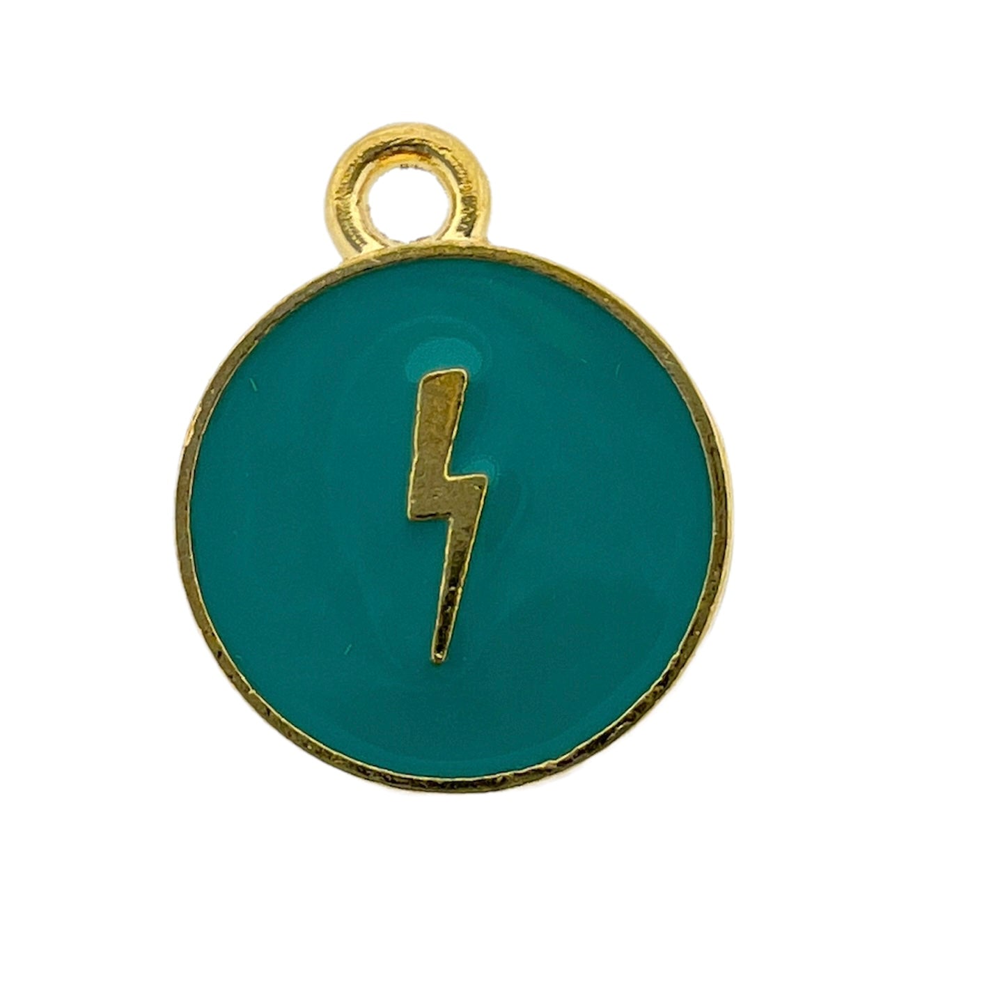 Bedel emaille bliksem turquoise goud 14x11.5x2mm-bedels-Kraaltjes van Renate
