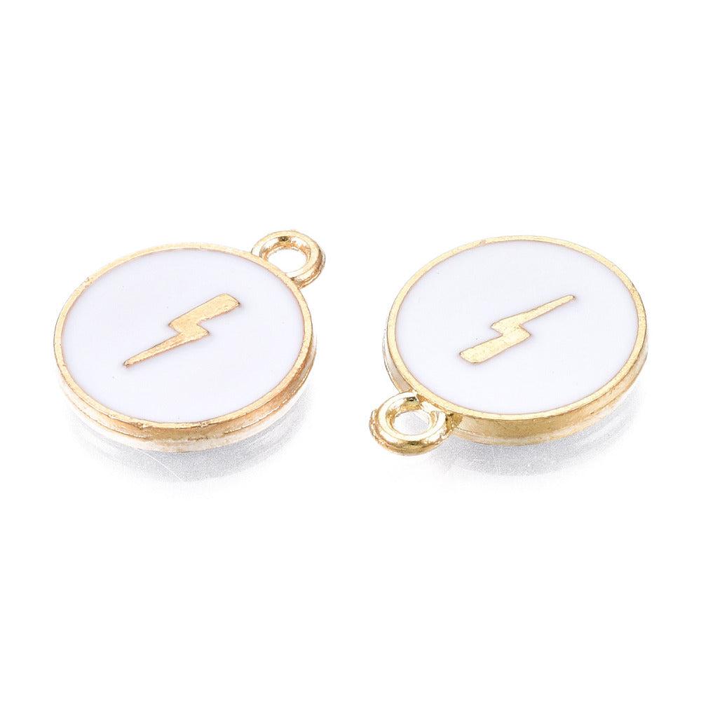 Bedel emaille bliksem wit goud 14x11.5x2mm-bedels-Kraaltjes van Renate