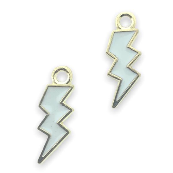 Bedel emaille bliksem wit goud 20x7mm-Kraaltjes van Renate