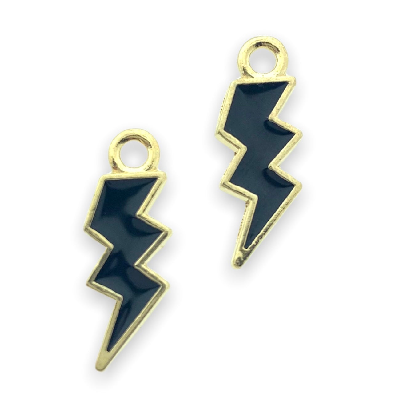 Bedel emaille bliksem zwart goud 20x7mm-bedels-Kraaltjes van Renate