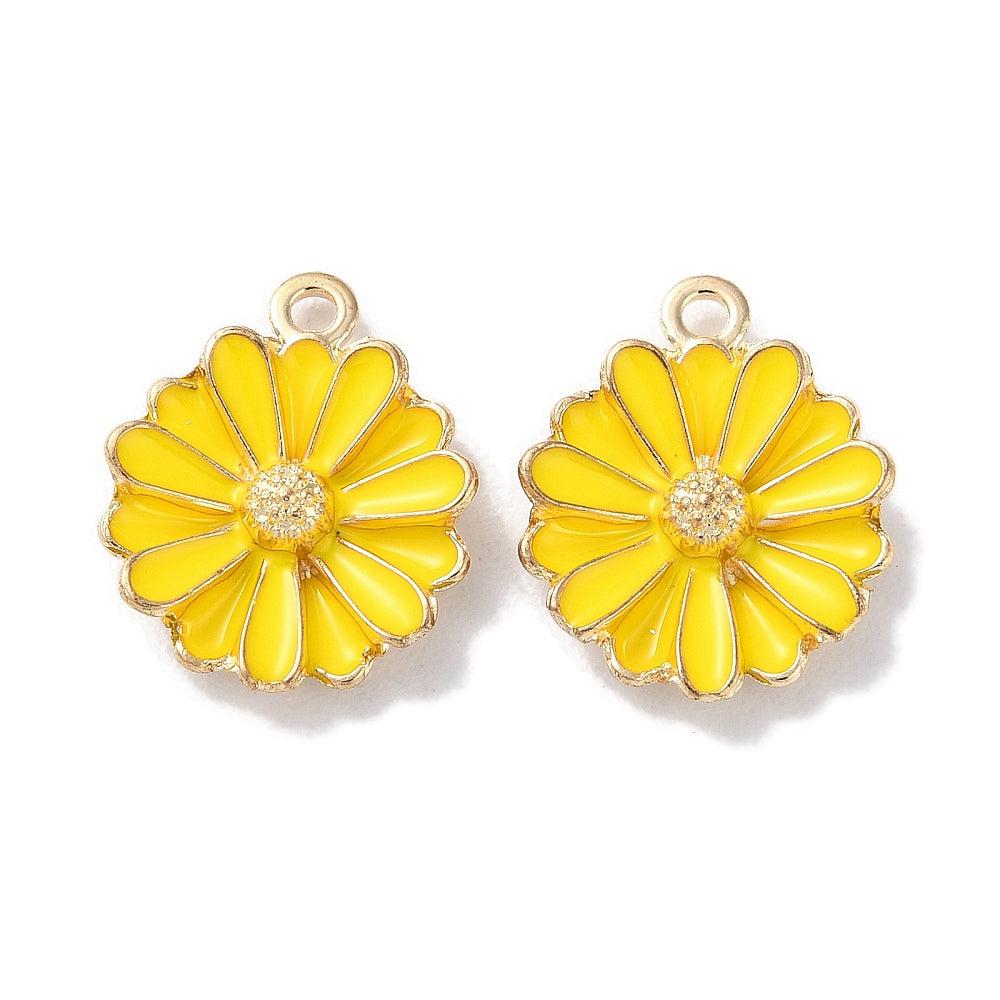 Bedel emaille bloem geel 16mm - per stuk-bedels-Kraaltjes van Renate
