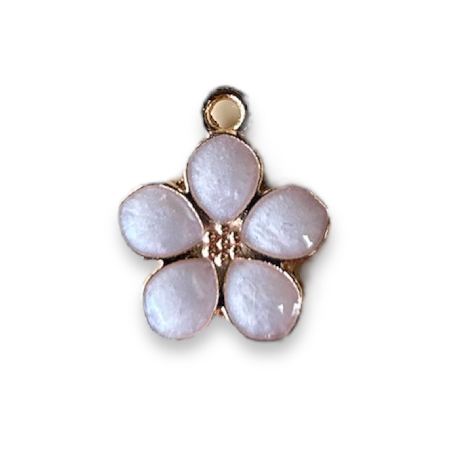 Bedel emaille bloem lichtroze-goud 17x14.5x1.5mm-bedels-Kraaltjes van Renate